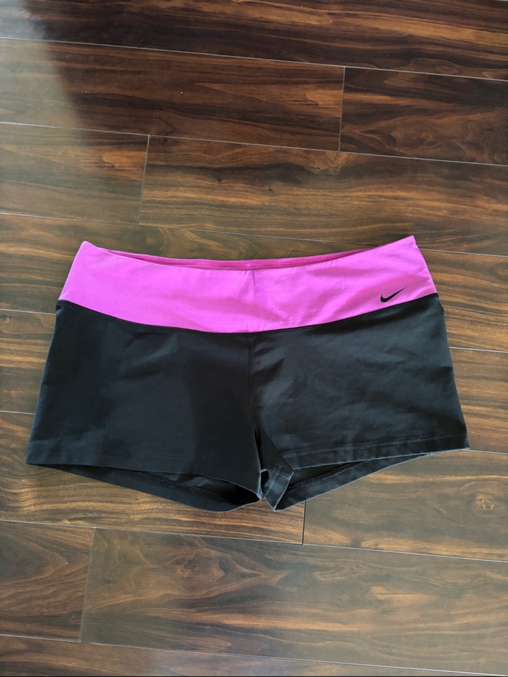 Nike Women's Black Bike Shorts with Pink Waistband - Never Worn
